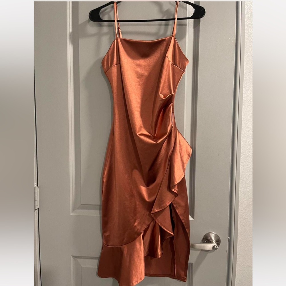 Elegant Copper Satin Dress
